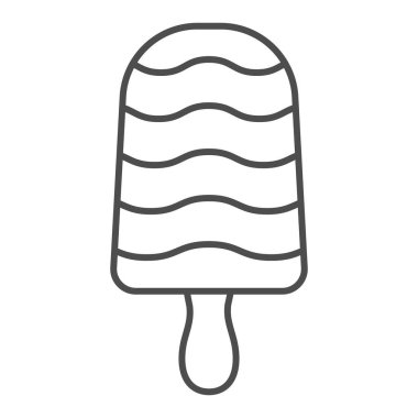 Meyve katmanları ince çizgi ikonu, dondurma kavramı, beyaz arka planda meyve dondurması vektör işareti, mobil konsept ve web tasarımı için dalgalı çizgiler tarzı dondurma. Vektör grafikleri.