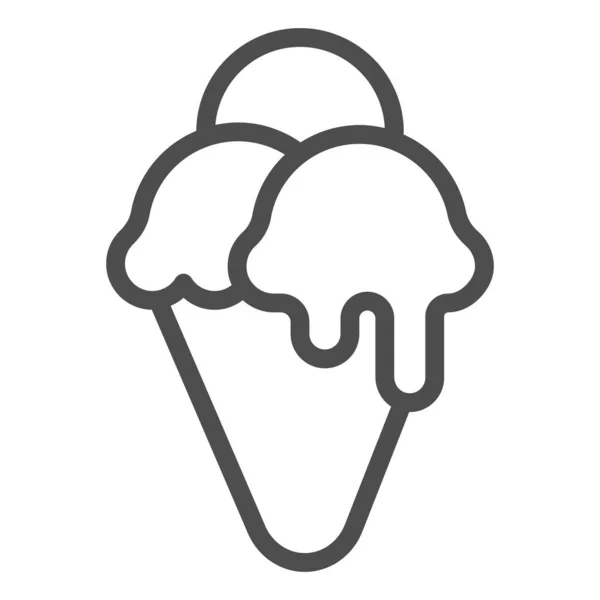 Sorvete de cone de waffle com ícone de linha de três bolas, conceito de sorvete, sinal de vetor de sorvete no fundo branco, estilo de contorno de cone de waffle para conceito móvel e web design. Gráficos vetoriais. —  Vetores de Stock