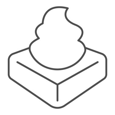 Krema ince çizgi ikonlu kare kek, dondurma kavramı, beyaz arka planda krema vektör işareti olan kek, mobil konsept ve web tasarımı için kare kek tasarımı tarzı. Vektör grafikleri.