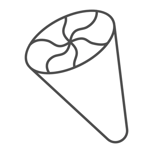 冰淇淋在锥形细线图标，冰淇淋概念，锥形冰淇淋矢量符号白色背景，包装在锥形轮廓风格的移动概念和网页设计。矢量图形. — 图库矢量图片