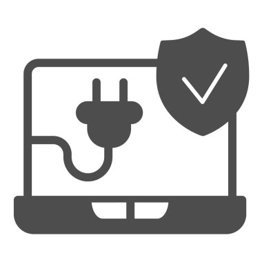 Çalışan dizüstü bilgisayar ikonu, pcrepair konsepti, çalışan dizüstü bilgisayar vektör işareti beyaz arkaplan, ağ dolgusu ve amblemi mobil konsept ve web tasarımı için kontrol edildi. Vektör grafikleri.