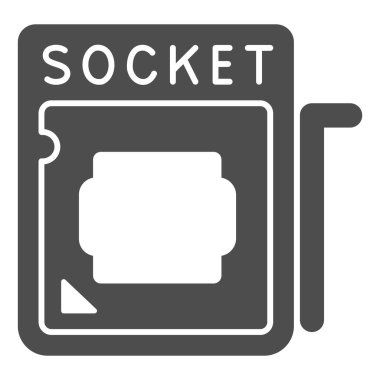 Mobil konsept ve web tasarımı için işlemci katı simgesine sahip soket, işlemci vektör işaretli soket, soket, soket, işlemci kabartma biçimi. Vektör grafikleri.