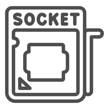 Mobil konsept ve web tasarımı için işlemci çizgisi ikonlu soket, işlemci vektör işaretli soket beyaz arka plan, soket, işlemci anahat biçimi. Vektör grafikleri.