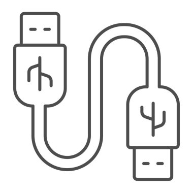 Evrensel seria bus hattı ince çizgi simgesi, pcrepair kavramı, beyaz arkaplanda usb kablo vektör işareti, mobil konsept için usb kablo tasarımı ve usb kablo tasarımı. Vektör grafikleri.