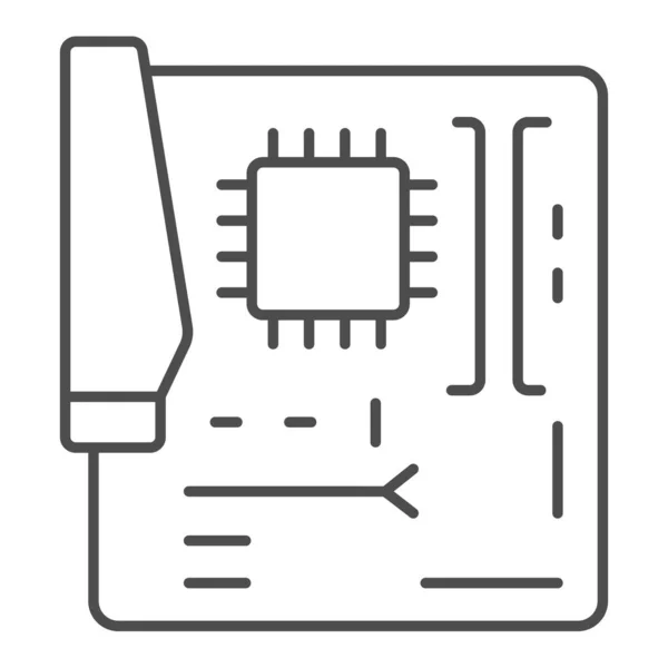 マザーボードの細い線のアイコン、プレペアの概念、白い背景にマザーボードのベクトル記号、モバイルの概念とWebデザインのためのマザーボードのアウトラインスタイル。ベクトルグラフィックス. — ストックベクタ
