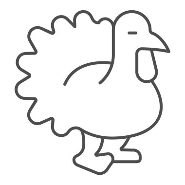 Hindi kuşu ince çizgi ikonu, dünya vahşi yaşam kavramı, beyaz arka planda hindi kuşu vektör işareti, mobil konsept ve web tasarımı için hindi ana hatları tarzı. Vektör grafikleri.