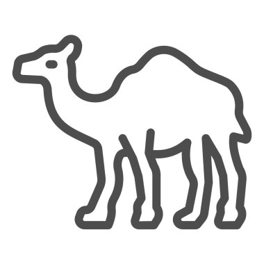 Deve çizgisi ikonu, dünya vahşi yaşam konsepti, beyaz arka planda deve vektör işareti, mobil konsept ve web tasarımı için deve ana hatları tarzı. Vektör grafikleri.