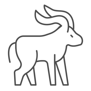 Yak ince çizgi ikonu, dünya vahşi yaşam kavramı, beyaz arka planda dağ keçisi vektör işareti, mobil konsept ve web tasarımı için keçi ana hatları tarzı. Vektör grafikleri.