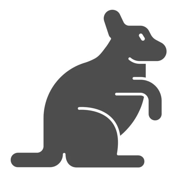 Кенгуру сплошная икона, концепция дикой природы, австралийский кенгуру векторный знак на белом фоне, кенгуру глиф стиль мобильной концепции и веб-дизайн. Векторная графика. — стоковый вектор