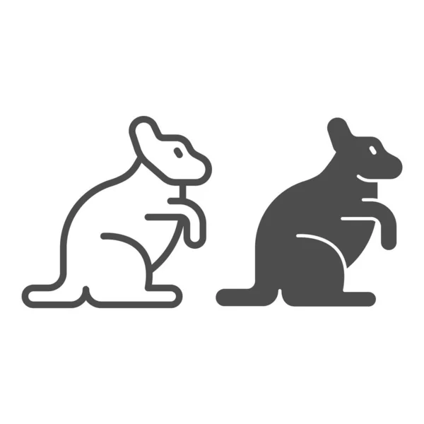 Kanguru hattı ve katı ikon, dünya vahşi yaşam kavramı, beyaz arka planda Avustralya kanguru vektör işareti, mobil konsept ve web tasarımı için kanguru tasarımı tarzı. Vektör grafikleri. — Stok Vektör
