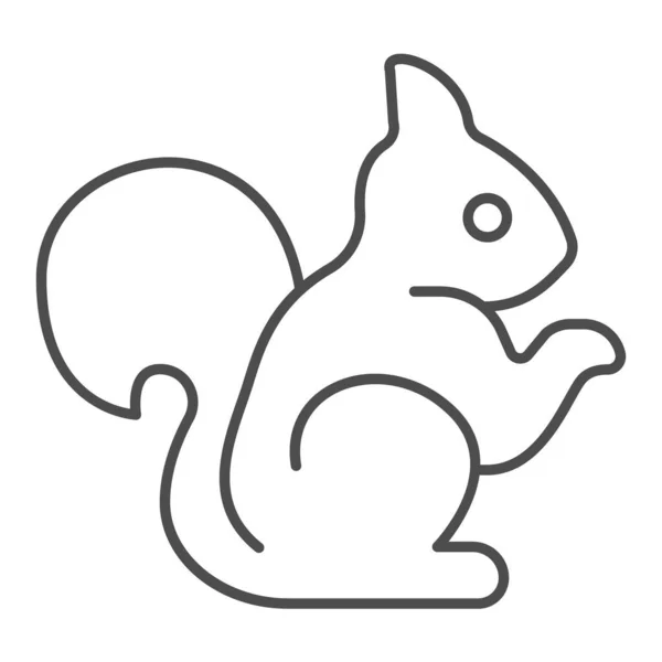 Icône de ligne mince écureuil, concept de faune mondiale, panneau vecteur écureuil forestier sur fond blanc, style de contour écureuil pour concept mobile et conception web. Graphiques vectoriels. — Image vectorielle
