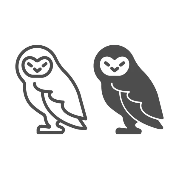 森林猫头鹰线和坚实的图标，世界野生动物概念，白色背景上的猫头鹰矢量符号，森林猫头鹰轮廓风格的移动概念和网页设计。矢量图形. — 图库矢量图片
