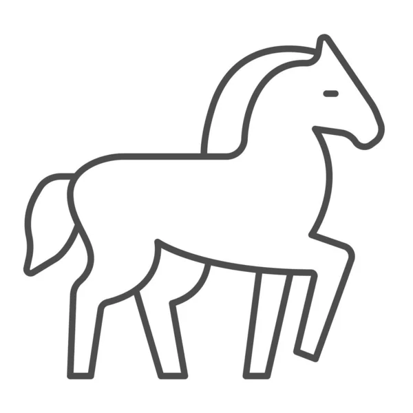 Icône de ligne mince de cheval, concept de faune mondiale, signe vecteur de cheval sur fond blanc, style de contour de cheval pour concept mobile et conception web. Graphiques vectoriels. — Image vectorielle