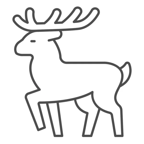 Deer thin line icon, worldwildlife concept, deer vector sign on white background, horned forest deer outline style for mobile concept and web design. Vector graphics. — Stock Vector