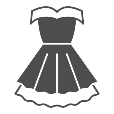 Kadınlar parti ikonu, 8 Mart konsepti, beyaz arka planda kadınlar için klasik moda elbisesi, mobil ve web tasarımı için kadın resmi kıyafet ikonu. Vektör grafikleri.