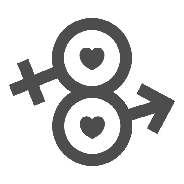 Huit de signe masculin et féminin icône solide, concept 8 Mars, infini huit en forme de symbole de signe masculin et féminin sur fond blanc, icône de l'égalité sexuelle dans le style glyphe. Graphiques vectoriels. — Image vectorielle