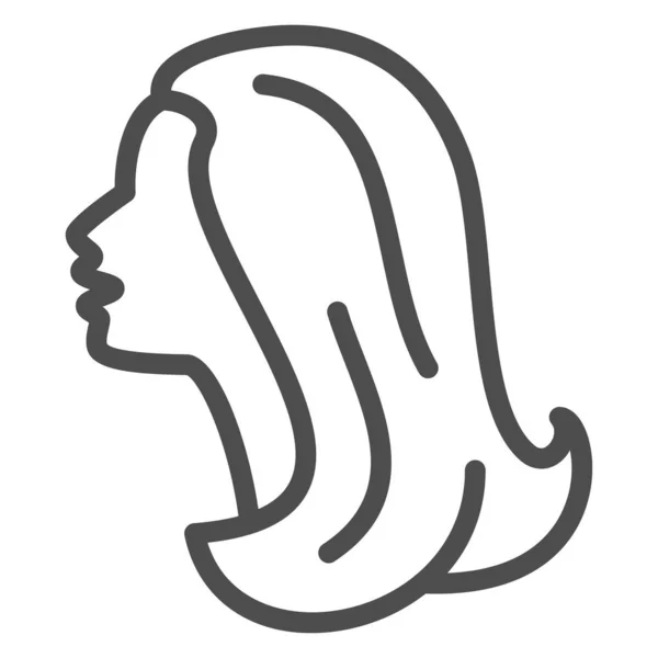 Icône de ligne de silhouette de tête féminine, concept 8 Mars, Panneau de profil femme sur fond blanc, Belle silhouette de visage féminin dans l'icône de profil dans le style contour pour mobile. Graphiques vectoriels. — Image vectorielle