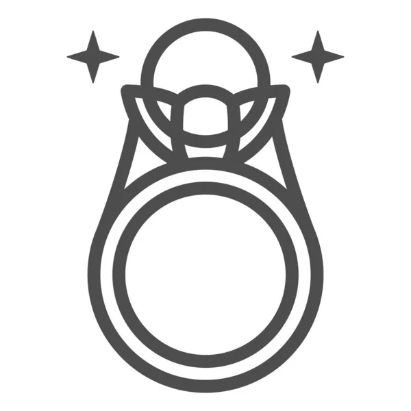 Anel com pérolas ícone de linha, conceito de 8 de março, belo sinal de anel caro no fundo branco, Pearl ícone anel de pedra preciosa em estilo esboço para o conceito móvel e web design. Gráficos vetoriais. — Vetor de Stock