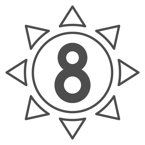8个在太阳固体图标，8个在3月8日概念，8个在白色背景的太阳符号，阳光灿烂的妇女日图标，在移动概念和网页设计风格。矢量图形. — 图库矢量图片