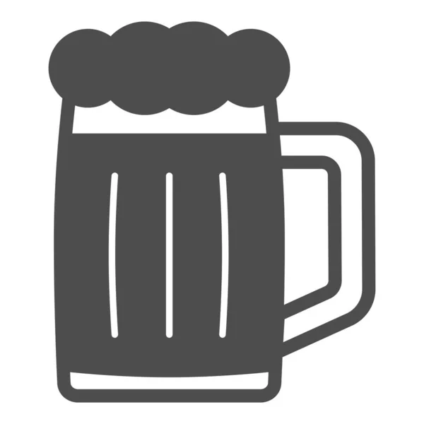 Vidro de cerveja ícone sólido, bar e conceito cervejaria, caneca de cerveja sinal de vetor jar no fundo branco, ícone de estilo glifo para o conceito móvel e web design. Gráficos vetoriais. — Vetor de Stock