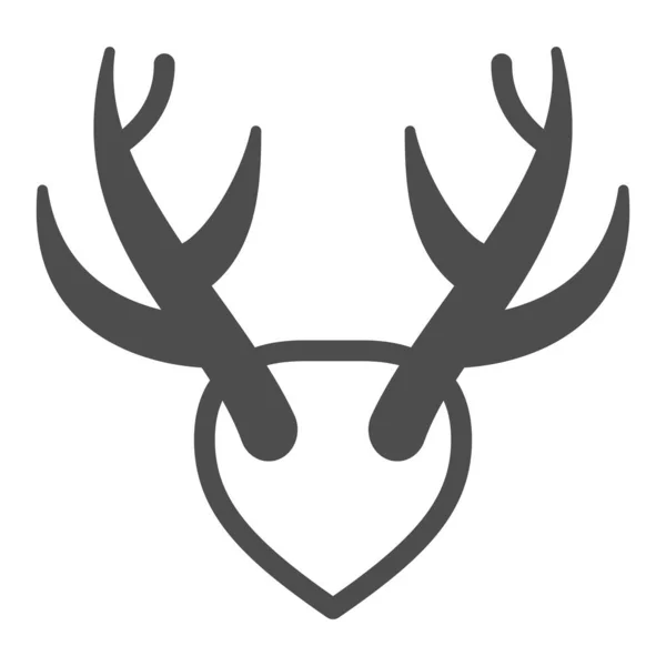 Horns as trophy solid icon, hunting and decoration concept, mounted antlers horn vector sign on white background, glyph style icon for mobile concept and web design. Vector graphics. — Stock Vector