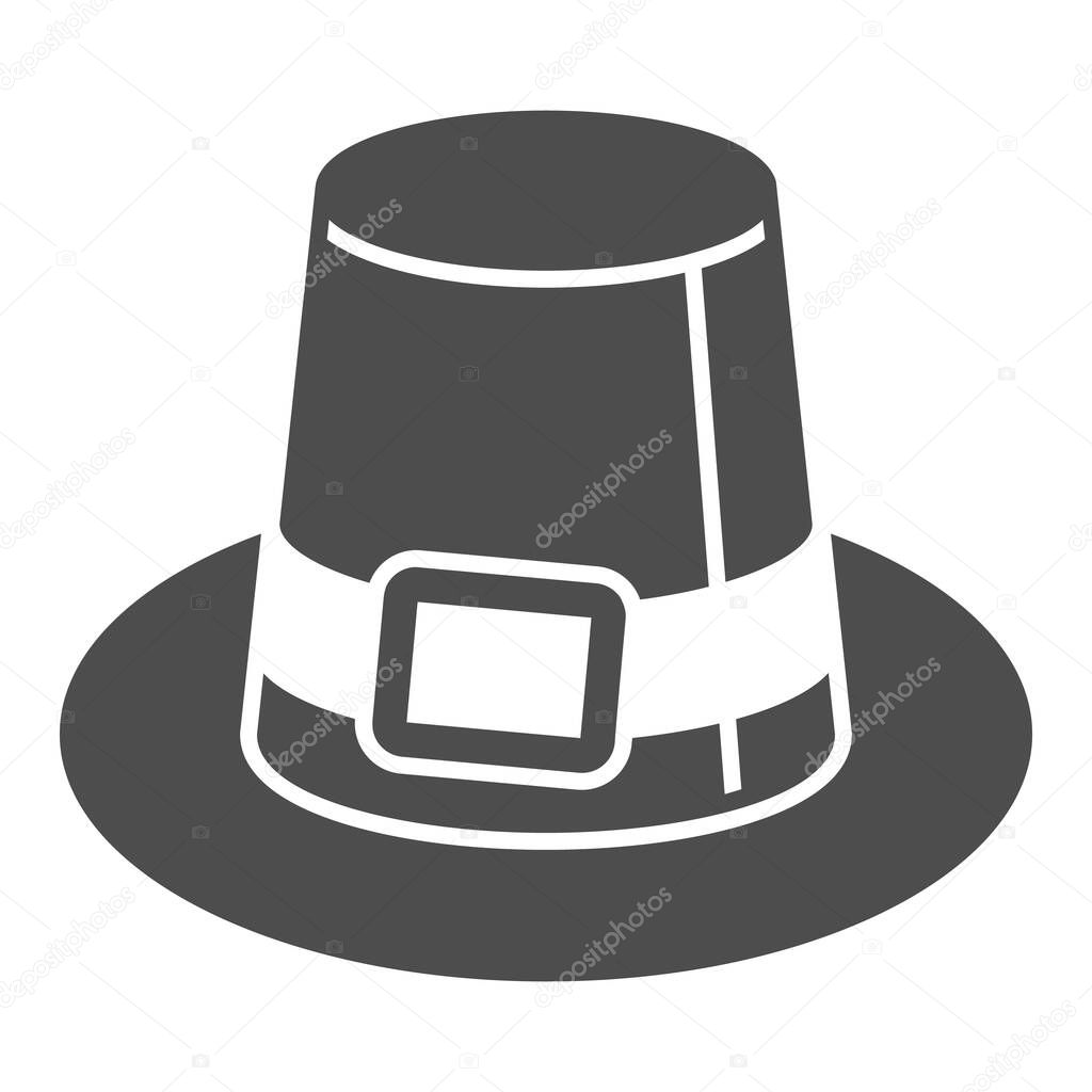 Farmer hat for men solid icon, headware concept, thanksgiving pilgrim top hat vector sign on white background, glyph style icon for mobile concept and web design. Vector graphics.