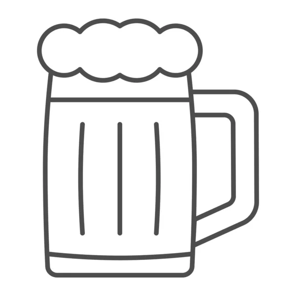 Vidro de cerveja ícone linha fina, bar e conceito cervejaria, caneca de cerveja sinal de vetor jar no fundo branco, ícone estilo esboço para o conceito móvel e web design. Gráficos vetoriais. — Vetor de Stock