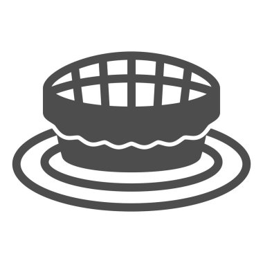 Turta katı ikonu, pasta ve fırın konsepti, beyaz arka planda turta kiş vektör tabelası, mobil konsept ve web tasarımı için kabartma tarzı simge. Vektör grafikleri.