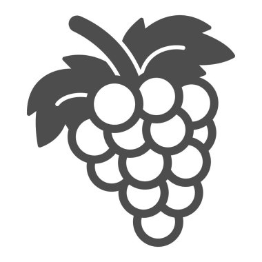 Katı üzüm ikonu, meyve ve böğürtlen konsepti, beyaz arka planda üzüm vektör işareti kümesi, mobil konsept ve web tasarımı için kabartma tarzı simge. Vektör grafikleri.