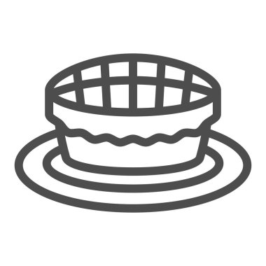 Turta çizgisi ikonu, pasta ve fırın konsepti, beyaz arka planda turta kiş vektör tabelası, mobil konsept ve web tasarımı için taslak tarzı ikon. Vektör grafikleri.