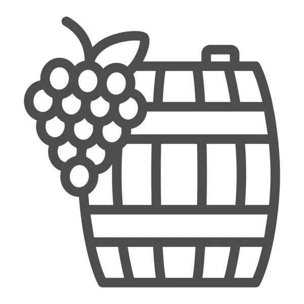 Grapes and wine in barrel line icon, winery concept, wooden butt and grape cluster vector sign on white background, outline style icon for mobile concept and web design. Vector graphics. — Διανυσματικό Αρχείο