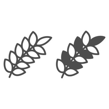 Buğday kulağı çizgisi ve katı ikon, gıda hasat konsepti, beyaz arka planda buğday dikenli vektör işareti, mobil konsept ve web tasarımı için taslak tarzı ikon. Vektör grafikleri.