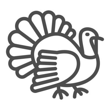 Hindi hattı ikonu, kümes hayvanları konsepti, beyaz arka planda hindi horozu vektör işareti, mobil konsept ve web tasarımı için taslak tarzı ikon. Vektör grafikleri.