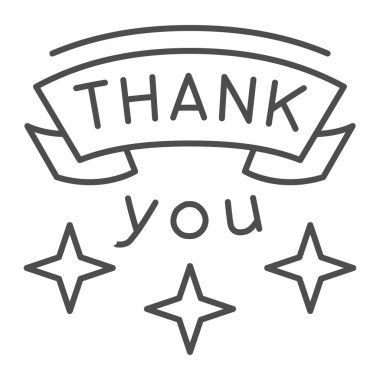 Yazı, ince çizgi ikonu, minnettarlık takdir konsepti, beyaz arkaplanda metin vektör işareti, mobil konsept ve web tasarımı için taslak tarzı ikonu. Vektör grafikleri.