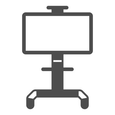 Somut simgesi, monitörleri ve TV konsepti olan LCD TV, beyaz arka planda dönen vektör işareti olan LSD TV, mobil konsept ve web tasarımı için glyph tarzı simge. Vektör grafikleri.