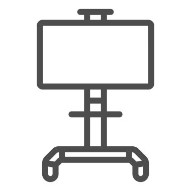 LCD TV stand line simgesi, monitörler ve TV konsepti, LSD TV beyaz arka planda döner stand vektör işareti, mobil konsept ve web tasarımı için taslak biçimi simgesi. Vektör grafikleri.