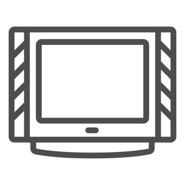 Kineskop CRT çizgi simgesi, monitörler ve TV konsepti olan televizyon, beyaz arka planda katot ışını tüp vektör işareti, mobil konsept ve web tasarımı için tasarım biçimi simgesi. Vektör grafikleri.