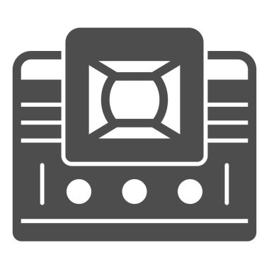 Retro TV lensleri katı simge, monitörler ve TV konsepti, beyaz arka planda optik lens vektör işareti olan antika televizyon, mobil konsept ve web tasarımı için glyph tarzı simge. Vektör grafikleri.