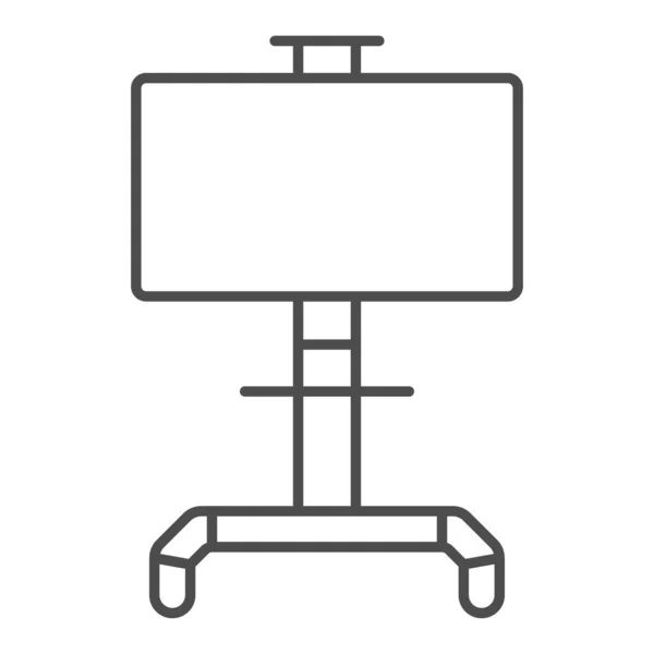 LCD-Fernseher mit Stativ-Symbol, Monitoren und TV-Konzept, LSD-Fernseher auf schwenkbarem Stativvektorschild auf weißem Hintergrund, Umrissstilsymbol für mobiles Konzept und Webdesign. Vektorgrafik. — Stockvektor