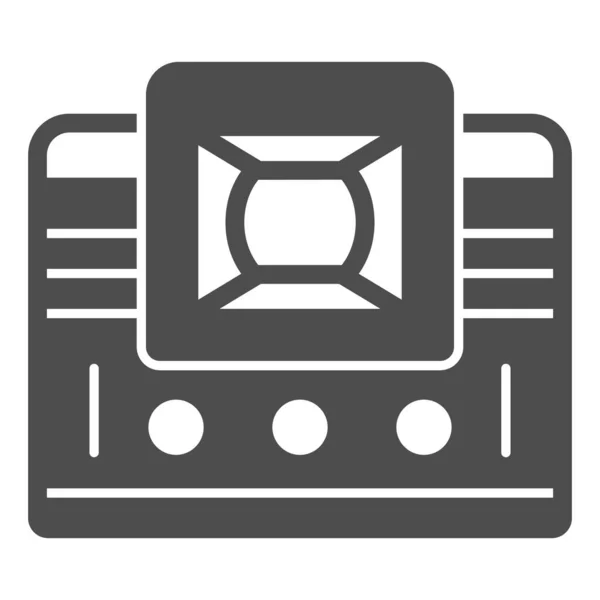Retro-TV mit Linse solidem Symbol, Monitoren und TV-Konzept, alte Fernseher mit optischem Linsenvektorzeichen auf weißem Hintergrund, Glyphen-Stil-Symbol für mobiles Konzept und Webdesign. Vektorgrafik. — Stockvektor