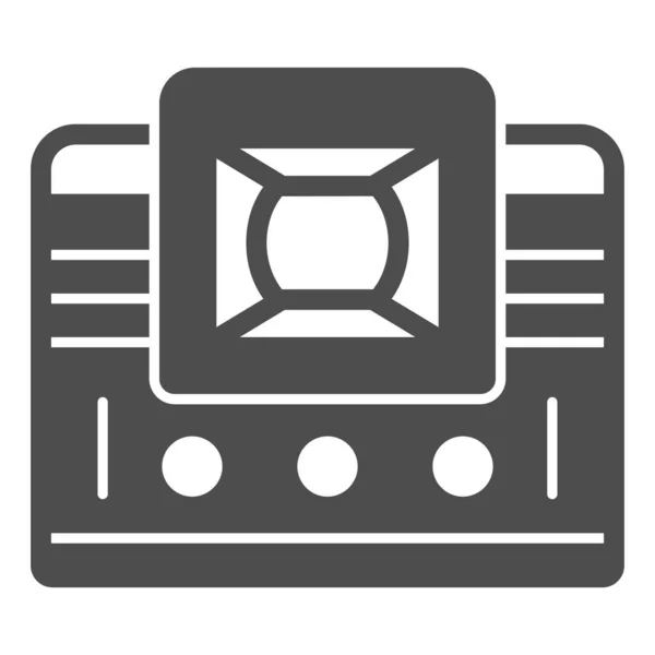 Retro TV con el icono sólido de la lente, monitores y concepto de TV, antiguo televisor vintage con el signo de vector de la lente óptica en el fondo blanco, icono de estilo glifo para el concepto móvil y diseño web. Gráficos vectoriales. — Vector de stock