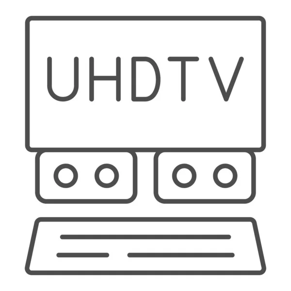 UHDTV-systeem dunne lijn pictogram, monitoren en TV-concept, ultra hoge definitie televisie vector teken op witte achtergrond, omtrek stijl pictogram voor mobiele concept en web design. vectorgrafieken. — Stockvector