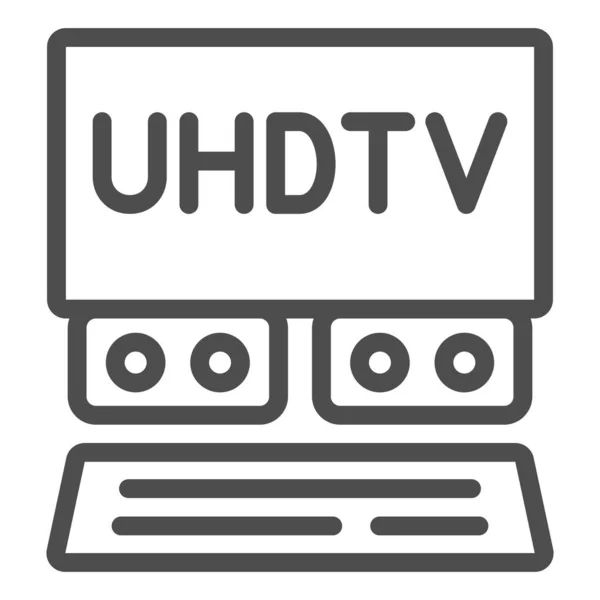 UHDTV ícone de linha do sistema, monitores e conceito de TV, sinal de vetor de televisão de alta definição ultra no fundo branco, ícone de estilo esboço para o conceito móvel e web design. Gráficos vetoriais. — Vetor de Stock