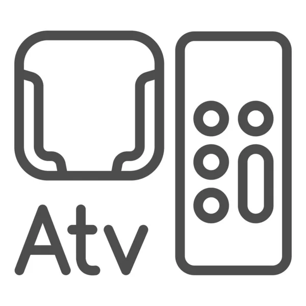 Montura de Apple tv y el icono de la línea de control remoto, monitores y concepto de TV, remout signo de vector titular sobre fondo blanco, icono de estilo de esquema para el concepto móvil y el diseño web. Gráficos vectoriales. — Vector de stock