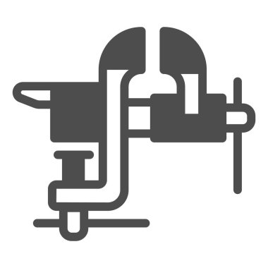 Katı simge, inşaat araçları konsepti, beyaz arka planda dönen mengene işareti, mobil konsept ve web tasarımı için glyph tarzı simge. Vektör grafikleri.