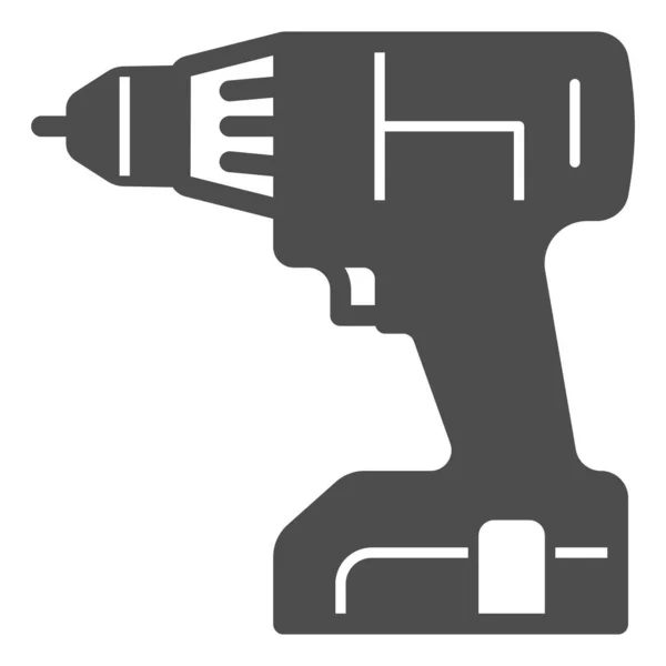 Cordless screwdriver solid icon, construction tools concept, screwd gun vector sign on white background, glyph style icon for mobile concept and web design. Vector graphics. — Stock Vector