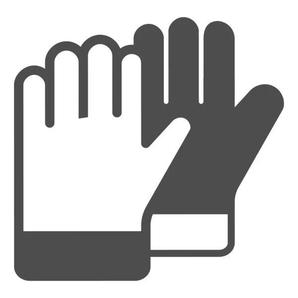 保护手套实心图标，施工工具概念，白色背景上的施工安全手套矢量标识，移动概念和网页设计的字形图标。矢量图形. — 图库矢量图片
