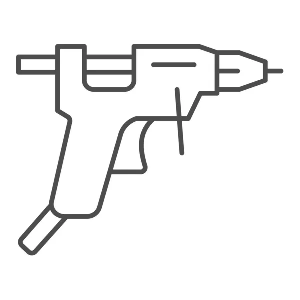 Pistola de cola ícone de linha fina, conceito de ferramentas de construção, sinal de vetor de pistola de cola quente derretida no fundo branco, ícone de estilo de contorno para conceito móvel e web design. Gráficos vetoriais. —  Vetores de Stock