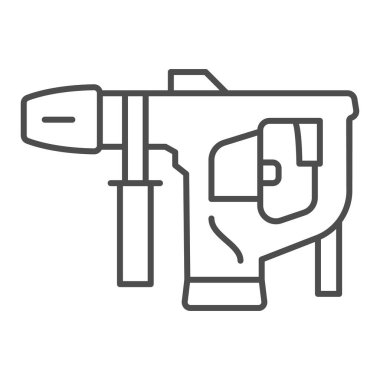 Perforatör ince çizgi simgesi, inşaat araçları konsepti, beyaz arkaplanda elektrikli çekiç vektör işareti, mobil konsept ve web tasarımı için taslak biçimi simgesi. Vektör grafikleri.