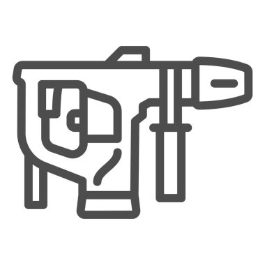 Perforatör çizgisi simgesi, inşaat araçları konsepti, beyaz arkaplanda elektrikli çekiç vektör işareti, mobil konsept ve web tasarımı için taslak biçimi simgesi. Vektör grafikleri.